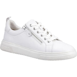 ) Hush Puppies Martha Leather Women's White Trainers - White, 4 (Adults'