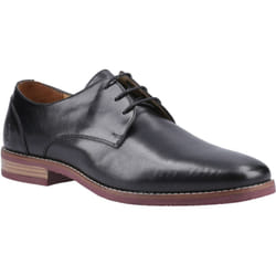 ) Hush Puppies Mike Leather Men's Black Lace-Up Shoes - Black, 7 (Adults'