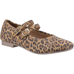 ) Hush Puppies Nancy Mary Jane Leather Women's Leopard Flats - Brown, 5 (Adults'
