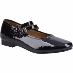 ) Hush Puppies Nancy Mary Jane Leather Women's Black Flats - Black, 4 (Adults'