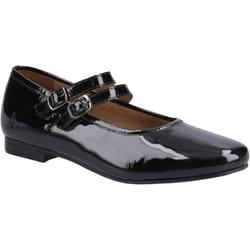 ) Hush Puppies Nancy Mary Jane Leather Women's Black Flats - Black, 6 (Adults'