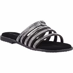 ) Hush Puppies Paris Slide Suede Women's Black/Silver Sandals - Black, 6 (Adults'