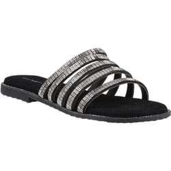 ) Hush Puppies Paris Slide Suede Women's Black/Silver Sandals - Black, 8 (Adults'