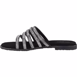) Hush Puppies Paris Slide Suede Women's Black/Silver Sandals - Black, 8 (Adults'