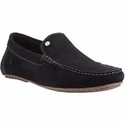 ) Hush Puppies Ralph Suede Leather Men's Black Loafers - Black, 7 (Adults'