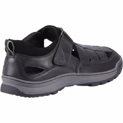 ) Hush Puppies Rucker Leather Men's Black Sandals - Black, 6 (Adults'