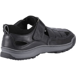 ) Hush Puppies Rucker Leather Men's Black Sandals - Black, 6 (Adults'