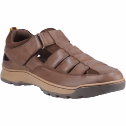 ) Hush Puppies Rucker Leather Men's Brown Sandals - Brown, 6 (Adults'