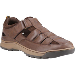) Hush Puppies Rucker Leather Men's Brown Sandals - Brown, 6 (Adults'