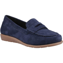 ) Hush Puppies Shelby Suede Suede Women's Navy Loafers - Blue, 6 (Adults'