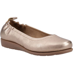 ) Hush Puppies Skylar Leather Women's Gold Flats - Gold, 7 (Adults'