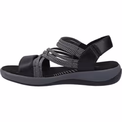 ) Hush Puppies Susanna Leather Women's Black Sandals - Blue, 8 (Adults'