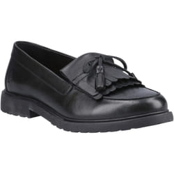 ) Hush Puppies Verity Kiltie Leather Women's Black Loafers - Black, 7 (Adults'