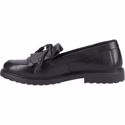 ) Hush Puppies Verity Kiltie Leather Women's Black Loafers - Black, 8 (Adults'