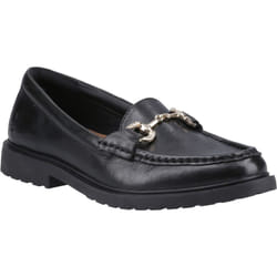 ) Hush Puppies Verity Snaffle Leather Women's Black Loafers - Black, 5 (Adults'