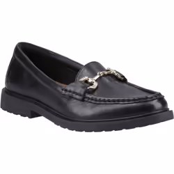 ) Hush Puppies Verity Snaffle Leather Women's Black Loafers - Black, 7 (Adults'