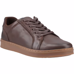) Hush Puppies Madden Leather Men's Coffee Trainers - Brown, 6 (Adults'