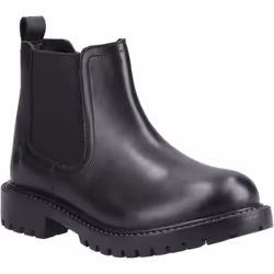 ) Hush Puppies Ariella Chelsea Leather Girls's Black Boots - Black, 13 (Adults'