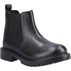 ) Hush Puppies Ariella Chelsea Leather Girls's Black Boots - Black, 2 (Adults'