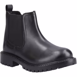 ) Hush Puppies Ariella Chelsea Leather Girls's Black Boots - Black, 6 (Adults'