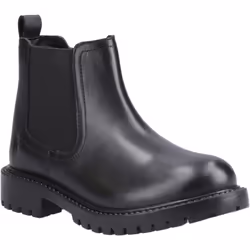 ) Hush Puppies Ariella Chelsea Leather Girls's Black Boots - Black, 3 (Adults'