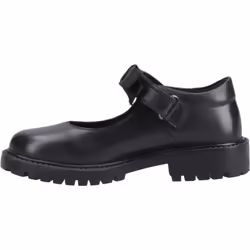 ) Hush Puppies Astrid Bow Leather Girls's Black Shoes - Black, 12 (Adults'