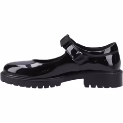) Hush Puppies Astrid Bow Leather Girls's Black Shoes - Black, 6 (Adults'