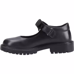 ) Hush Puppies Astrid Bow Leather Girls's Black Shoes - Black, 5 (Adults'