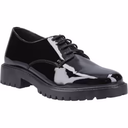) Hush Puppies Aubrey Leather Girls's Black Derby Shoes - Black, 2 (Adults'
