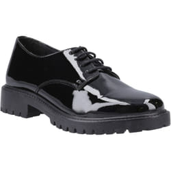 ) Hush Puppies Aubrey Leather Girls's Black Derby Shoes - Black, 2 (Adults'