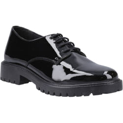 ) Hush Puppies Aubrey Leather Girls's Black Derby Shoes - Black, 6 (Adults'
