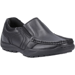 ) Hush Puppies Morgan Leather Boys's Black Loafers - Black, 13 (Adults'