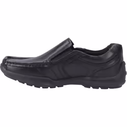 ) Hush Puppies Morgan Leather Boys's Black Loafers - Black, 1 (Adults'