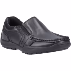 ) Hush Puppies Morgan Leather Boys's Black Loafers - Black, 3 (Adults'