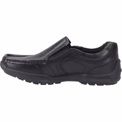 ) Hush Puppies Morgan Leather Boys's Black Loafers - Black, 3 (Adults'