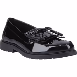 ) Hush Puppies Verity Kiltie Leather Women's Black Loafers - Black, 7 (Adults'