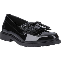 ) Hush Puppies Verity Kiltie Leather Women's Black Loafers - Black, 7 (Adults'