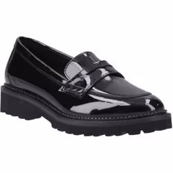 ) Hush Puppies Grazia Leather Girls's Black Loafers - Black, 6 (Adults'