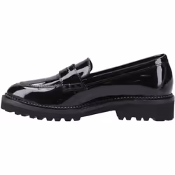 ) Hush Puppies Grazia Leather Girls's Black Loafers - Black, 7 (Adults'