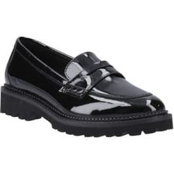 ) Hush Puppies Grazia Leather Girls's Black Loafers - Black, 8 (Adults'