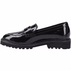 ) Hush Puppies Grazia Leather Girls's Black Loafers - Black, 11 (Adults'