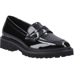 ) Hush Puppies Grazia Leather Girls's Black Loafers - Black, 12 (Adults'