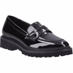 ) Hush Puppies Grazia Leather Girls's Black Loafers - Black, 3 (Adults'