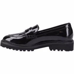 ) Hush Puppies Grazia Leather Girls's Black Loafers - Black, 3 (Adults'