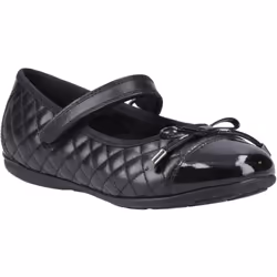 ) Hush Puppies Lottie Leather Girls's Black Ballet Flats - Black, 13 (Adults'