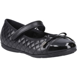 ) Hush Puppies Lottie Leather Girls's Black Ballet Flats - Black, 3 (Adults'