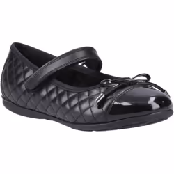 ) Hush Puppies Lottie Leather Girls's Black Ballet Flats - Black, 4 (Adults'