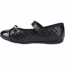 ) Hush Puppies Lottie Leather Girls's Black Ballet Flats - Black, 4 (Adults'