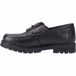 ) Hush Puppies Lucy Leather Girls's Black Boat Shoes - Black, 5 (Adults'