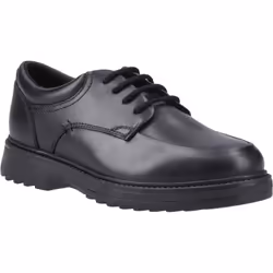 ) Hush Puppies Romeo Leather Boys's Black Shoes - Black, 12 (Adults'